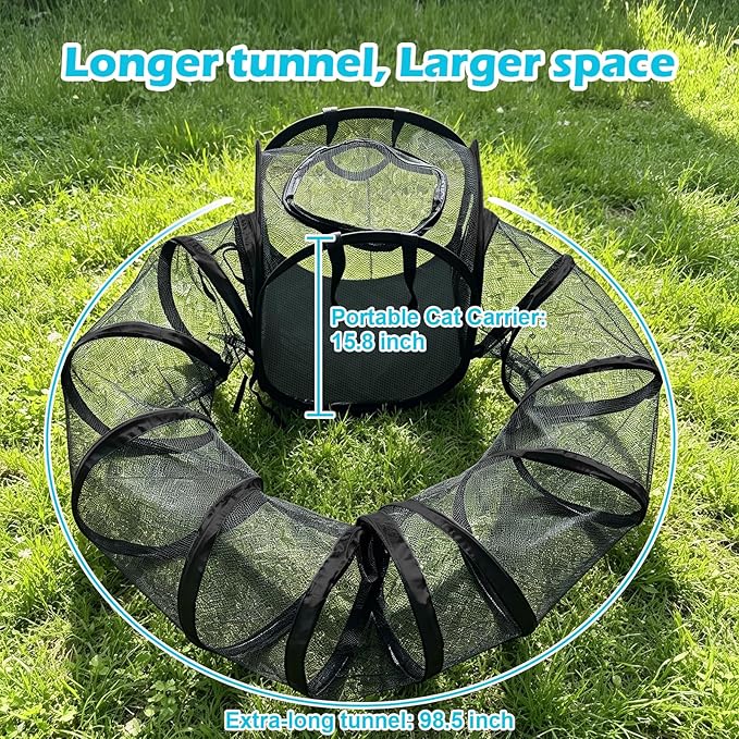 Small Animal Playpen with Surround Tunnel, Portable Foldable Outdoor Guinea Pigs Playpen with Carrying Handle, Breathable Mesh Playpen for Kitten, Hedgehog, Snake, Rabbit, Lizard, Small Pets