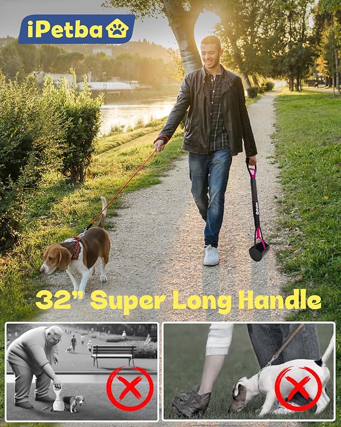 32 inch Pooper Scooper for Large Dogs – Long Handle Dog Poop Scooper for Yard, No Bending Save Back, Ease of Pickup, Grass Friendly, Sturdiness