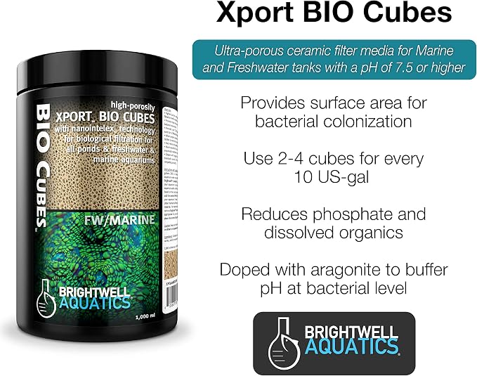 Brightwell Aquatics Xport BIO Cubes Aquarium Bio Filter Media 1L