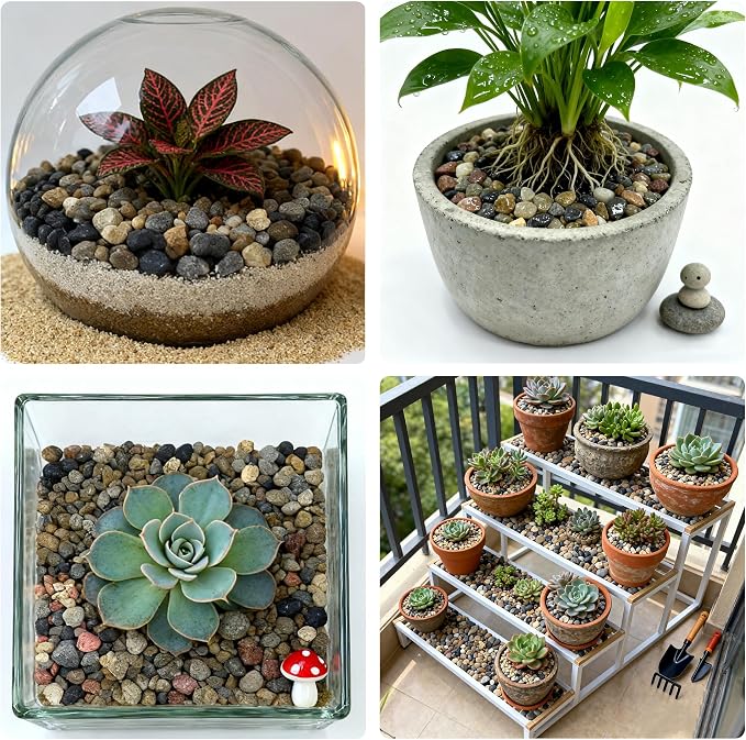 SIDONG 10LB Natural Aquarium Gravel, Small River Rocks for Fish Tank, Garden & Vase Decor - 2/5 Inch Pea Gravel, 8-12mm Polished Stones for Landscaping, Potted Plants, Terrarium