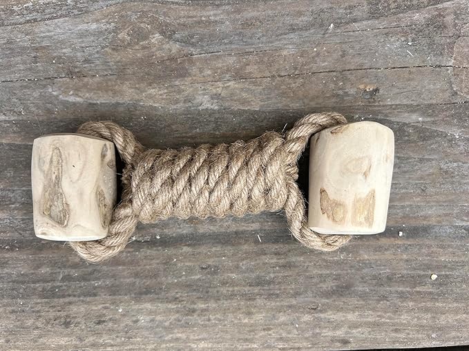 Coffee Wood Dog Toy - Eco-Friendly, Durable, Non-Toxic Hemp Rope Dog Toy - Tough Chew & Tug Toy for Moderate Chewers - Safe Outdoor & Indoor Play for Large Dogs, (1.5”x 9”x 2”)