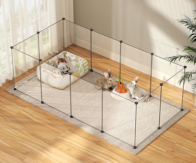 Pet Playpen,Puppy Playpen Transparent Small Animals Playpen, Pet Fence Yard Fence for Puppy,Bunny,Guinea Pigs,Ferrets,Mice,Hamsters,Hedgehogs,Turtles