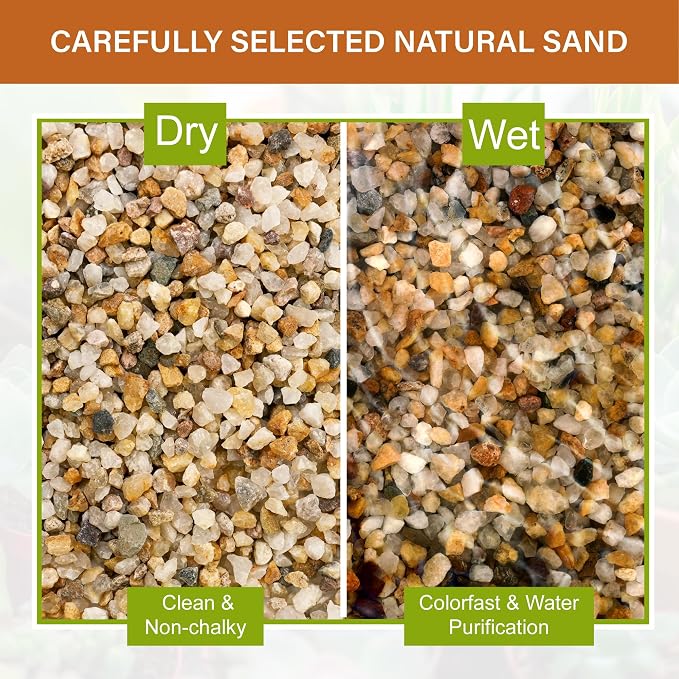 NUPICK 1-3mm Coarse Sand for Plants, 10lb Aquarium Sand for Terrarium | Horticultural Grit for Succulents, Desert Silica Sand for Cactus, Decorative Gravel for Vases Filler, Gold Grit for Bonsai