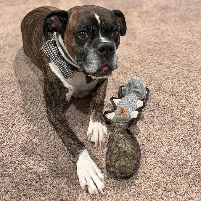SPOT Dura-Fused Hemp Friends - Dog Toy Made with Hemp Material, Fused with Tricot for Durablity, with Furry Plush Tail and Squeaker, Great for Light to Moderate Chewers - 18" Assorted Styles, 1 Piece