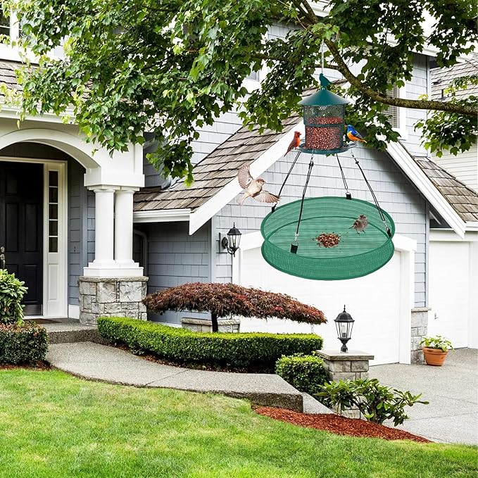 Joyzan Bird Seed Catcher Tray, Bird Feeders Hanging Spill Guard Platform to Catch Falling Adjustable Birdseed Hoop Hummingbird Bee Outdoor Accessory Yard Garden Lawn Backyard 16" Diameter 2Pcs