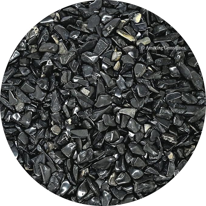 Amazing Gemstone Black Agate Crystal Chips Aquarium Gravel Rocks - Black Agate Chips Bulk Fish Tank Gravel, Small Tumbled Stone Chips and Tiny Crystals for Decoration (Natural AAA Grade Gemstones)