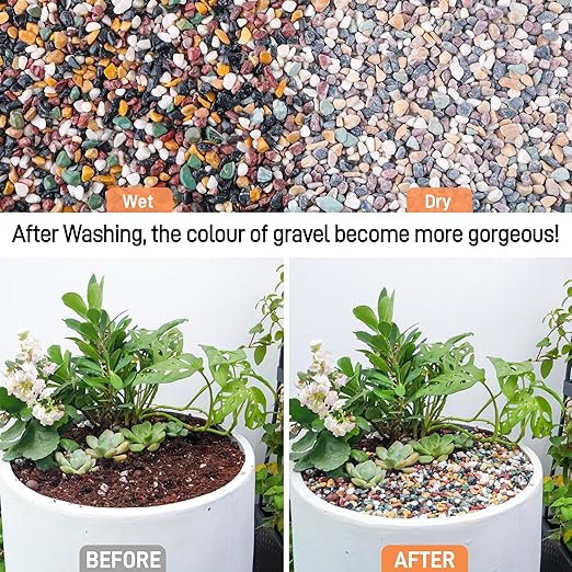 CJGQ 2.4lb Aquarium Gravel for Plants, 1/4Inch Fish Tank Gravel for Succulent Cactus and Bonsai, Decorative River Rocks Pebbles for Gardening, Flower Pots, Landscaping,Terrarium