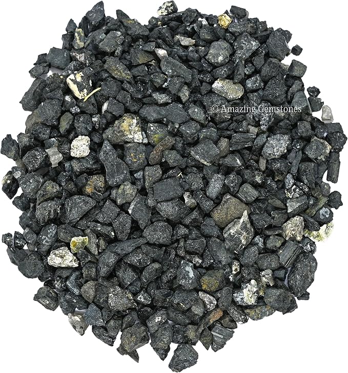 Amazing Gemstone Black Tourmaline Crystal Chips Aquarium Gravel Rocks - Carnelian Chips Bulk Fish Tank Gravel, Small Tumbled Stone Chips and Tiny Crystals for Decoration (1000+ Carat Chips)