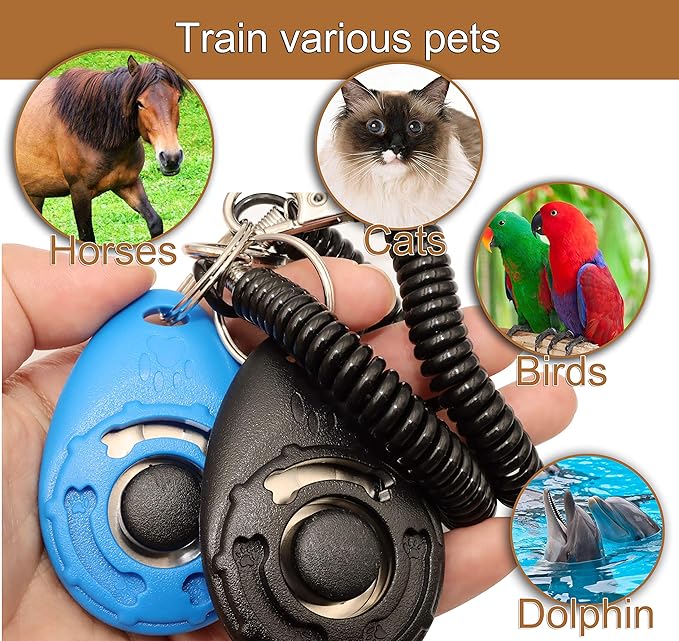 Chadou Pet Training Clicker for Dog, Clickers with Wrist Strap for Cat Bird Puppy, 2 Pack