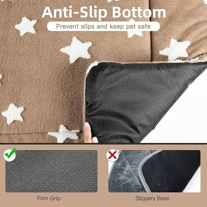 Mora Pets Dog Crate Pad Kennel Bed Crate Mat for Small Dogs Washable Cute Star Pet Bed for Dog Cage Ultra Soft Flat Puppy Cat Kitten Pillow Cushion for Sleeping Anti-Slip Brown 24 x 18