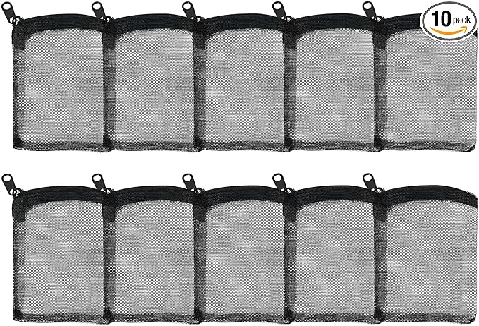 AQUANEAT 10pcs Aquarium Filter Media Bags, Fish Tank Coarse Mesh Bags with Plastic Zipper for Activated Carbon (3" x 4")
