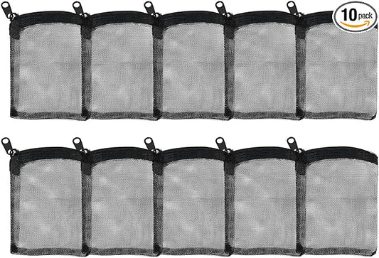 AQUANEAT 10pcs Aquarium Filter Media Bags, Fish Tank Coarse Mesh Bags with Plastic Zipper for Activated Carbon (3" x 4")