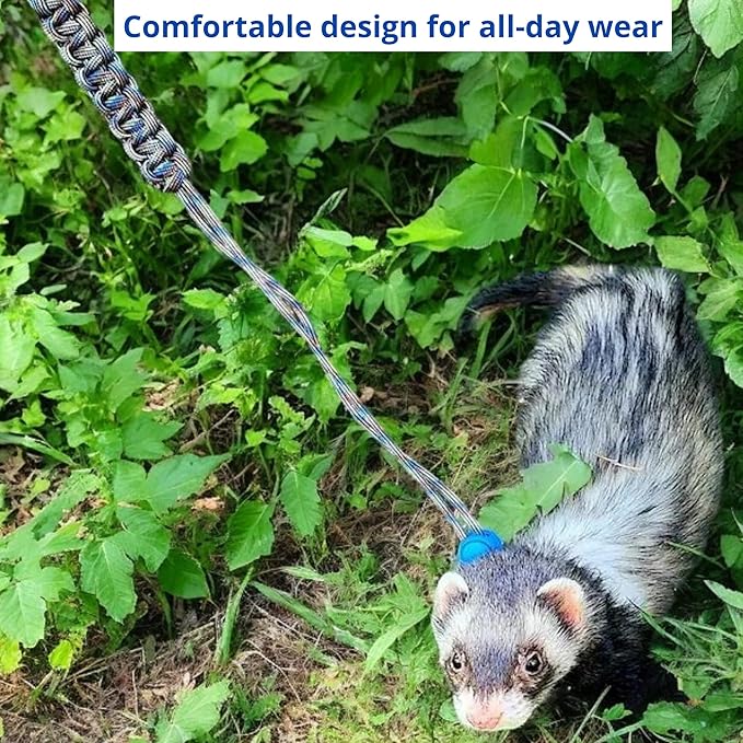 Ferret Leash Harness Adjustable Squirrel, Ferret Leash and Harness Sets for Ferrets Guinea Pig Chinchilla Rat Dragon Bearded Small Animal, Pet Squirrel Ferrets Accessories (Pink)