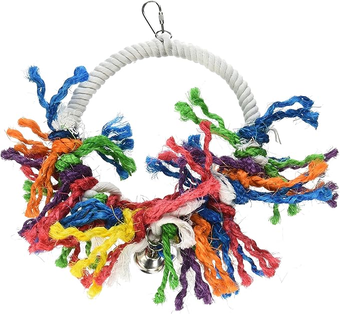 A&E CAGE COMPANY HB545 Happy Beaks Rope Swing preening Assorted Bird Toy, 8 by 11"
