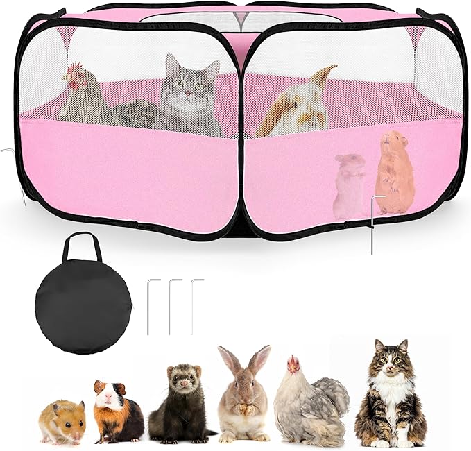 Small Animal Playpen with Mesh Cover & Waterproof Bottom Cat Tent Chicken Brooder Rabbit Guinea Pig Cage Playpen for Small Animals Indoor Outdoor Use