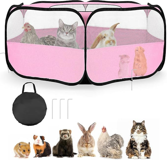 Small Animal Playpen with Mesh Cover & Waterproof Bottom Cat Tent Chicken Brooder Rabbit Guinea Pig Cage Playpen for Small Animals Indoor Outdoor Use