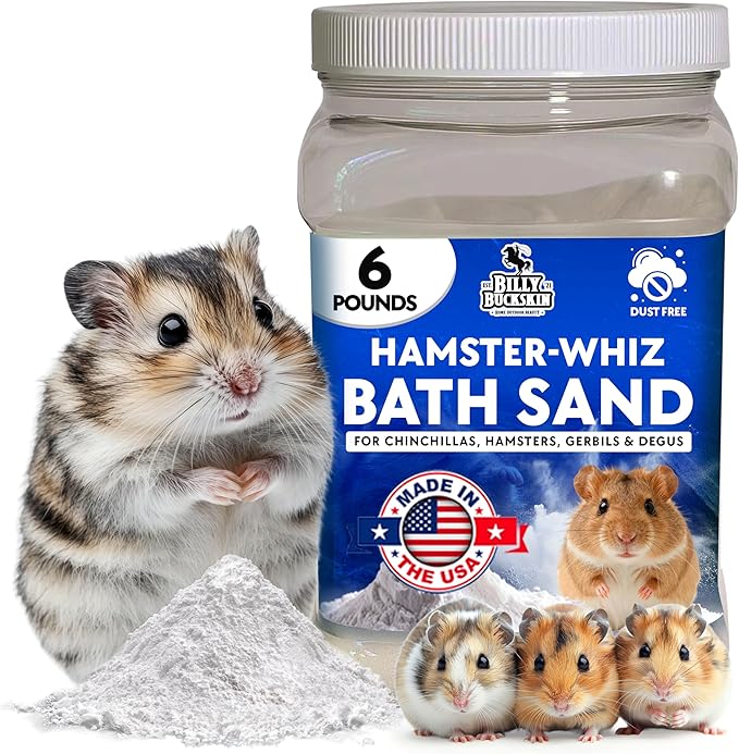 6 LB. Hamster Sand Bath - Dust Free, All Volcanic Ash for Fur Health - Sand Bath for Chinchillas, Gerbils, Mice, Degus & All Small Pets - Made in USA - Hamster Accessories by Billy Buckskin