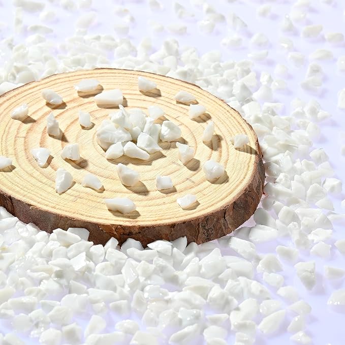 White Sea Glass Chips,3-6mm Irregular Crushed Glass Bulk,Transparent Crystal Chunky Broken Sparkling Stone Decor,for Resin Mold Art Vase Filler,Hydroponic Plant Stone (200g)