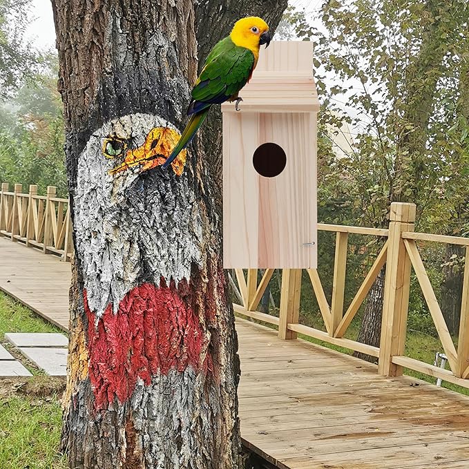 2 Pack Bird Houses for Outside,Blue Bird Box House for Outside,Cedar Finch Swallow Wren Hummingbird Birdhouse,DIY