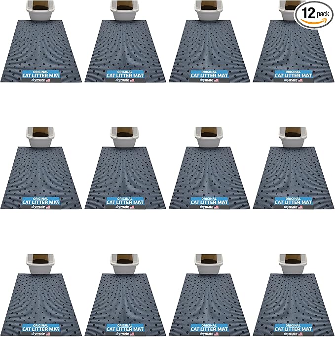 Drymate Cat Litter Box Mat, Litter Trapping Mat, Waterproof, Urine-Proof, Absorbent, Machine Washable, Soft on Paws, Contains Mess, Protects Floors, Kitten Supplies, Dark Grey, 28x36 XL, 12-Pack
