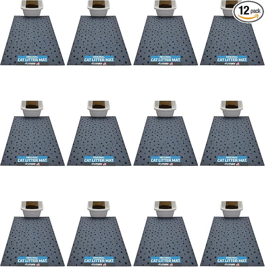 Drymate Cat Litter Box Mat, Litter Trapping Mat, Waterproof, Urine-Proof, Absorbent, Machine Washable, Soft on Paws, Contains Mess, Protects Floors, Kitten Supplies, Dark Grey, 28x36 XL, 12-Pack
