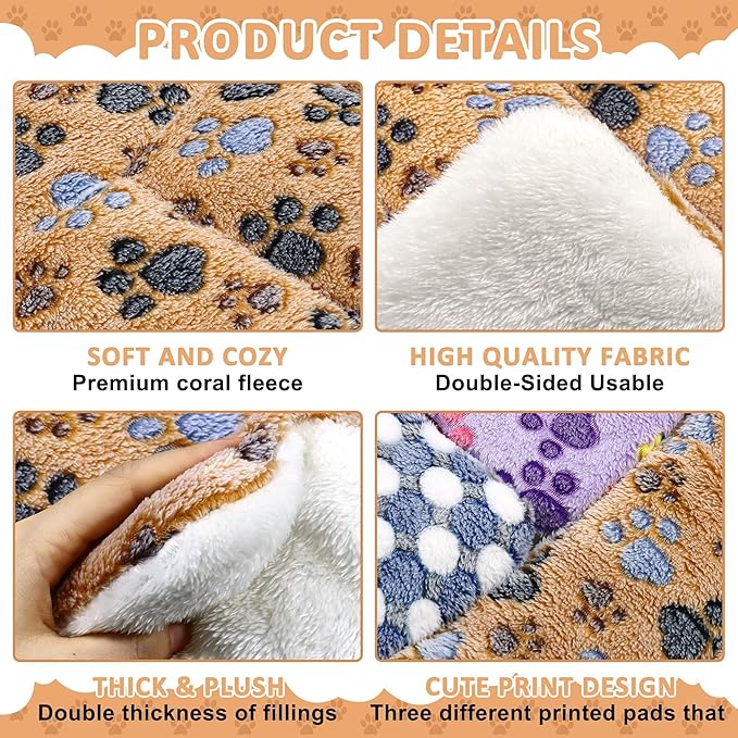 3 Pcs Guinea Pig Beds Soft Bunny Mats Washable Rabbit Bed Guinea Pig Plush Cage Liners Warm Small Animal Bed Mattres Fleece Sleeping Pad for Indoor Hamster Rat Squirrel Hedgehog Chinchilla Ferret