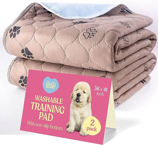 Super Absorbent Washable Pee Pads for Dogs - 2-Pack Superior Reusable Puppy Pads Pet Training Pads –100% Waterproof Dog Pee Pad Protects Against Urine Leakage Non-Slip Grip Prevents Slipping& Bunching
