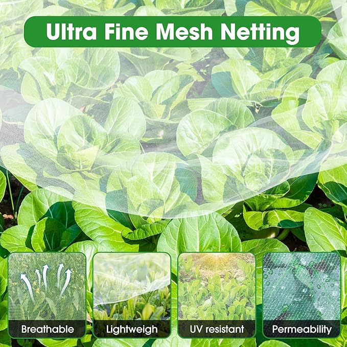 2Pcs Mosquito Netting, 6.5'x10' Insect Bird Mesh Garden Netting Pest Barrier, Garden Plant Net Protect Seedling Fruits from Birds Bugs, Plant Tree Cover for Crop Growth Protection