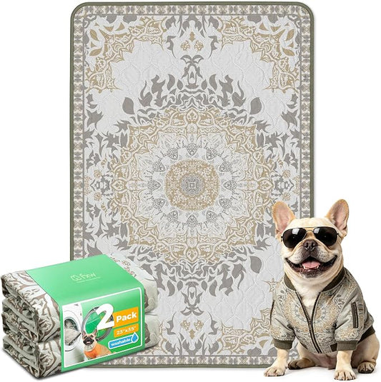FXW Washable Pee Pads for Dogs, Puppy Pads with Super Absorbent, Specifically Designed for 36inch Cages, 23" x 35" Rectangle, Boho, 2 Packs