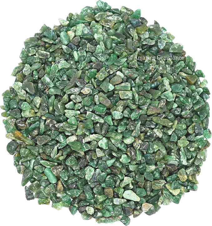 Green Aventurine Crystal Chips Aquarium Gravel Rocks - Green Aventurine Chips Bulk Fish Tank Gravel, Small Tumbled Stone Chips and Tiny Crystals for Decoration (Natural AAA Grade Gemstones)