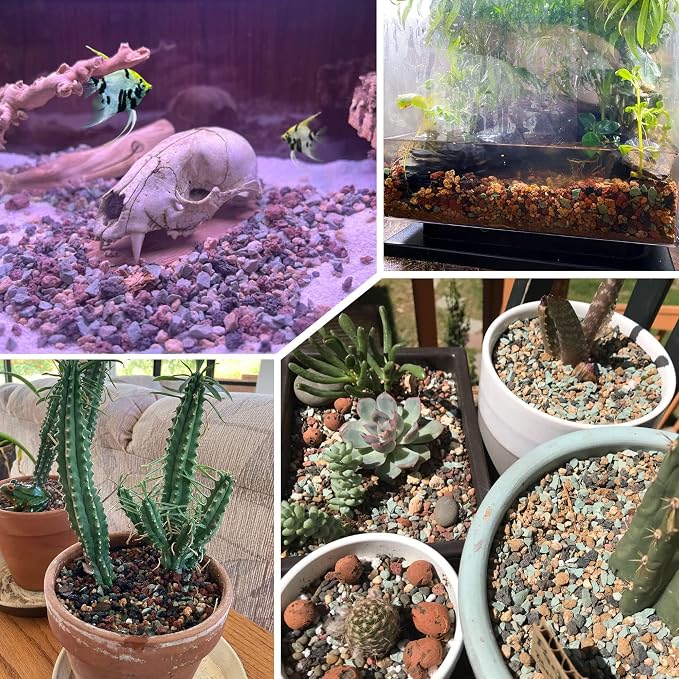 5lb Mix Horticultural Lava Rock Pebbles Pumice Potting Soil Amendment Succulent Cactus Bonsai Gritty Rock Decorative Gravel Plant Drainage Volcanic Rock for Aquarium Fairy Gardening Top Dressing