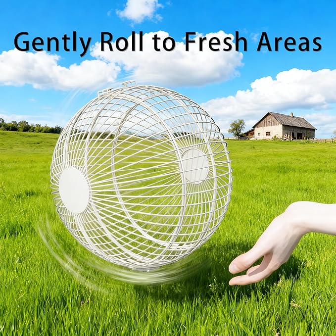 Rolling Small Animal Cage 11.8 inches, Metal Mesh Ball Cage for Hamsters Gerbils and Mice, Portable Indoor and Outdoor Exercise Cage for Supervised Play