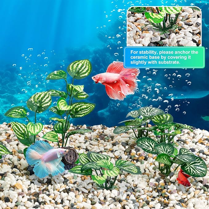 MyLifeUNIT Silk Aquarium Plants, 10 Pack Betta Fish Tank Decor for Aquarium Decoration and Fish Tank Decorations