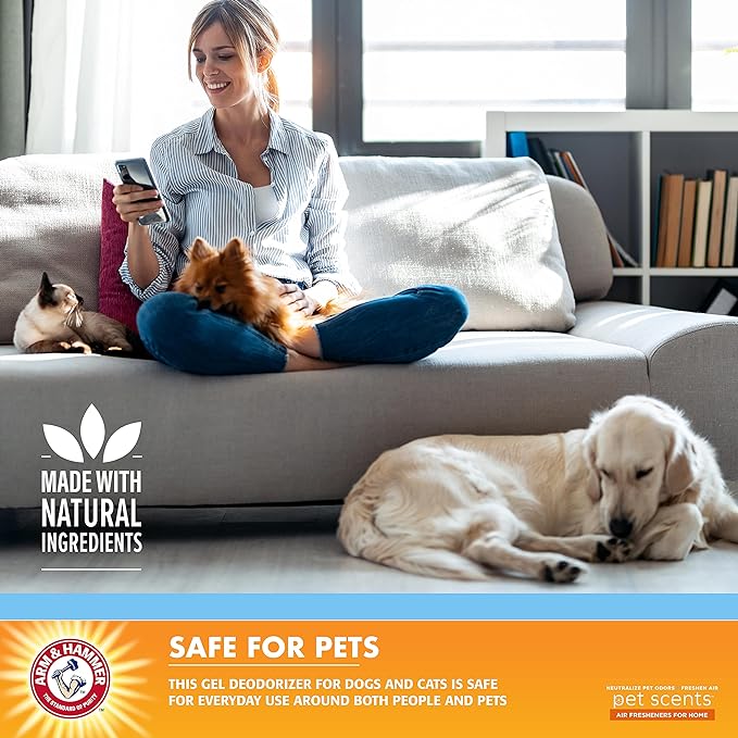 Arm & Hammer for Pets Pet Scents Solid Gel Deodorizer in Fresh Breeze Scent | Room Deodorizer Solution for Homes with Pets, Odor Removing Gel, 15 Ounces - 12 Pack