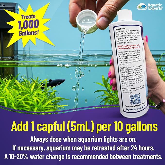 KloudAway Freshwater Aquarium Water Clarifier - Clears Cloudy Water, Water Clarifier for Fish Tank, Made in USA, Aquatic Experts, (500 ml) (Pack of 2)