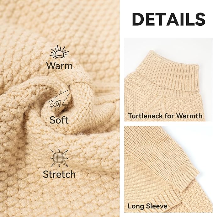 cyeollo Dog Sweater Turtleneck Knitted Sweaters with Long Sleeves Winter Clothing Dog Clothes Sweaters for Medium Large Dogs