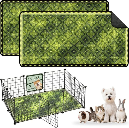 Washable Pee Pads for Dogs, Reusable Puppy Potty Training Pads, Ultra-Absorbent Thick Waterproof Leak-Proof Non-Slip Pads & Mat for Crate, Playpen, Floor, Whelping & Housebreaking , 2 Pack 24"x48"