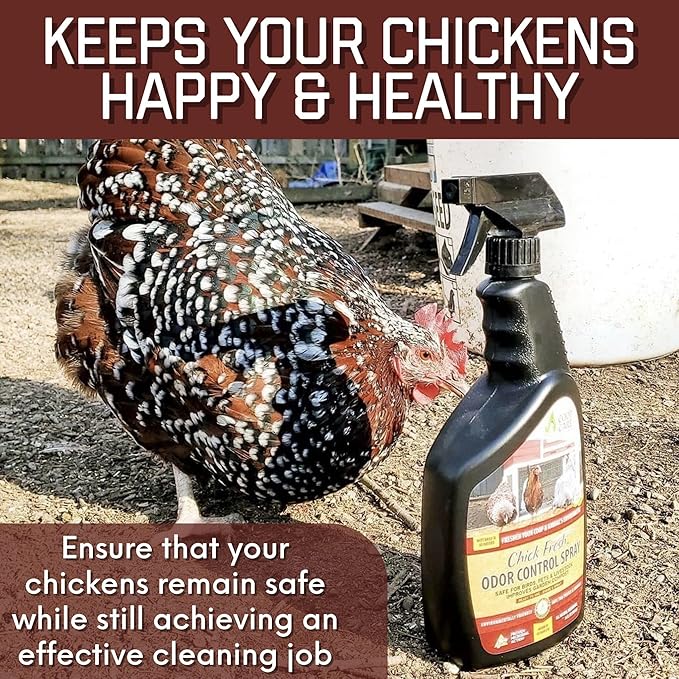 Chick Fresh - Odor Control Spray for Backyard Chickens. Eliminate Chicken Coop, Brooder, Nest Boxes, Hen Houses, Rabbit Hutches Odor & More! 24 oz Spray Bottle (2 Pack)