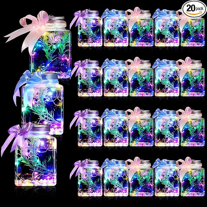 20 Pcs 17oz LED Plastic Fish Bowls, Clear Shatterproof Glowing Vases with Ivy, Plastic Fish Tank Unbreakable Aquarium for Carnival Games, Party Home Decoration