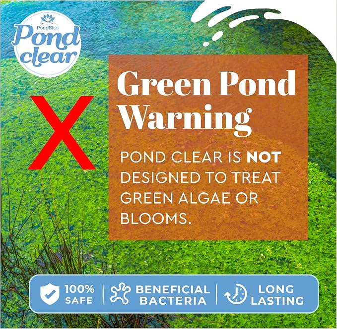 Pond Clear for Outdoor Ponds Clarifies Water and Fish Safe - 32oz | Beneficial Enzymes Reduce Pond Muck and Odors, Long Term Treatment for Large Ponds, Safe for Koi and Wildlife