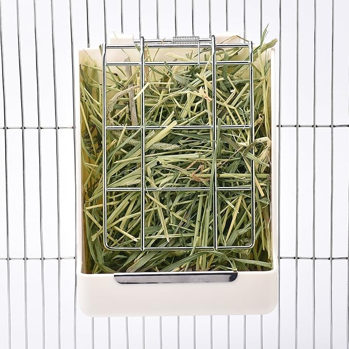 CalPalmy Hay Feeder for Rabbits, Guinea Pigs, and Chinchillas - Minimize Waste and Mess with 5.5" x 3.5" x 7.4" Hanging Alfalfa and Timothy Hay Dispenser