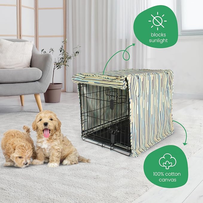 Molly Mutt I Don't Like Mondays Dog Crate Cover, 100% Cotton Canvas Cover with 2 Roll-Up Panels, Ideal for Dog or Cat Crate, Durable, Washable, and Free of Harmful Chemicals, 30" x 19" x 21"