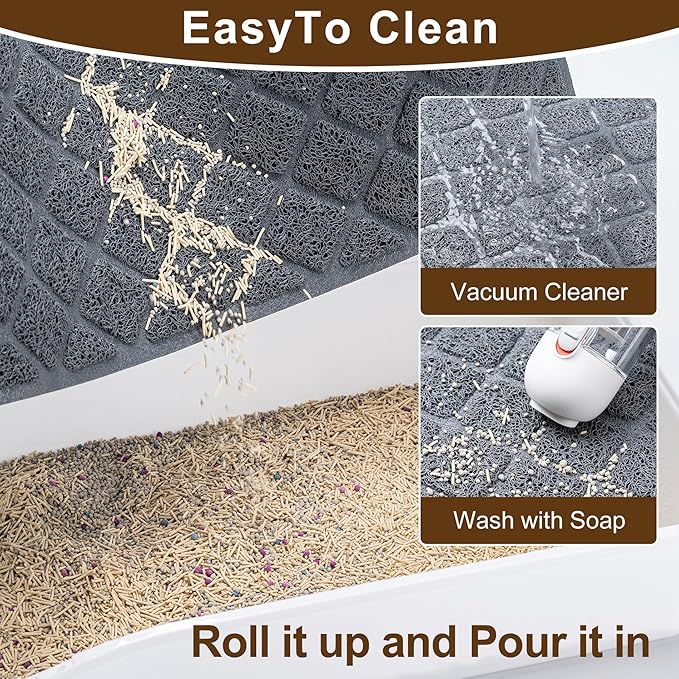 BOOMIBOO Cat Litter Mat Litter Box Mat，Litter Trapping Mat Premium Durable PVC Pad, 23 x 14 Inches, Easy to Clean，Non-Slip，Urine Waterproof