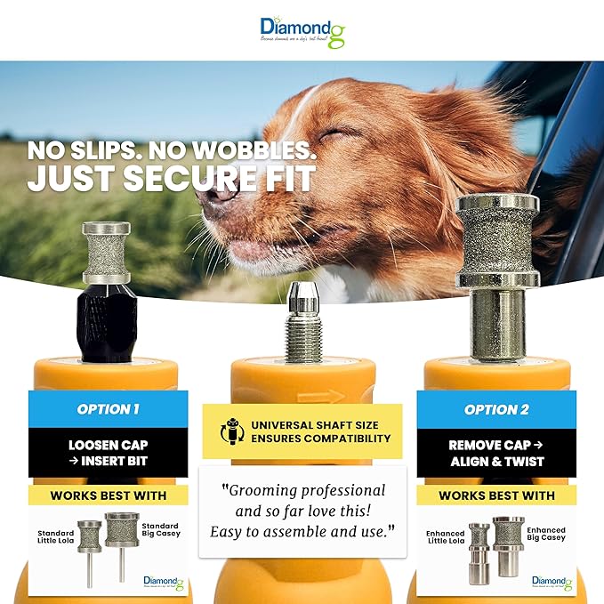 Diamondg Cordless Dog Nail Grinder with Quiet Sound & LED Tip for Large & Small Dogs, 4hrs. Runtime - Electric Dog Nail Trimmer, Heavy Duty Rotary Tool Alternative to Toenail Clippers & Filers