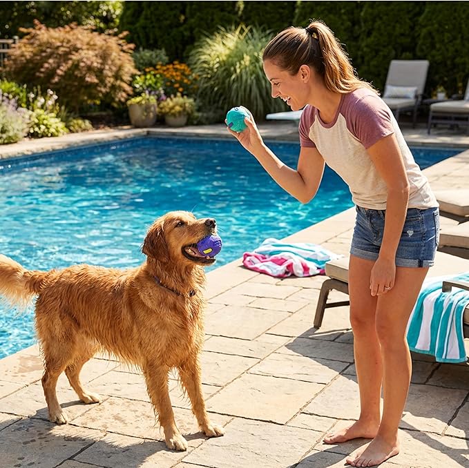 Outward Hound FlyFetch Rubber Fetch Ballz Dog Toy, Bounces & Floats, Launcher Compatible, 2.6", 2-Pack