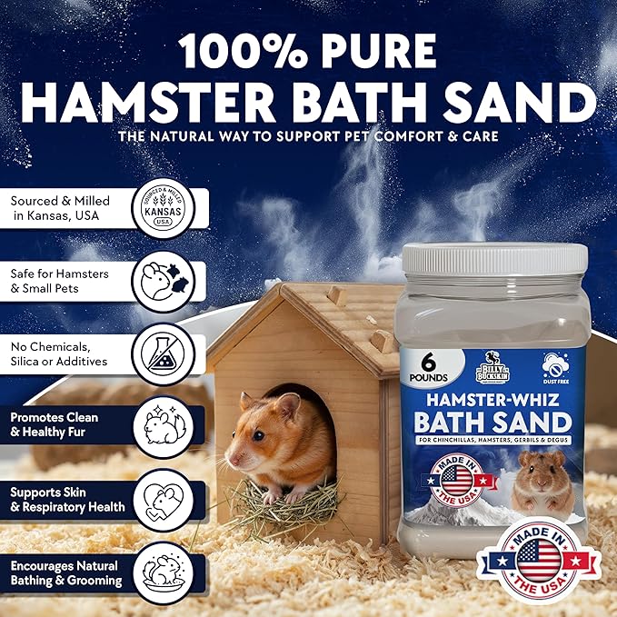 6 LB. Hamster Sand Bath - Dust Free, All Volcanic Ash for Fur Health - Sand Bath for Chinchillas, Gerbils, Mice, Degus & All Small Pets - Made in USA - Hamster Accessories by Billy Buckskin