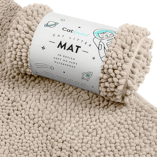 CatGuru Cat Litter Mat, Medium, Extra Large, XXL, Super Absorbent and Waterproof Litter Box Mat for Cats, Non Slip Trapping Mats, Machine Washable Kitty Trapping Pad, Cat Stuff (XL, Sand/Heavy-Duty)