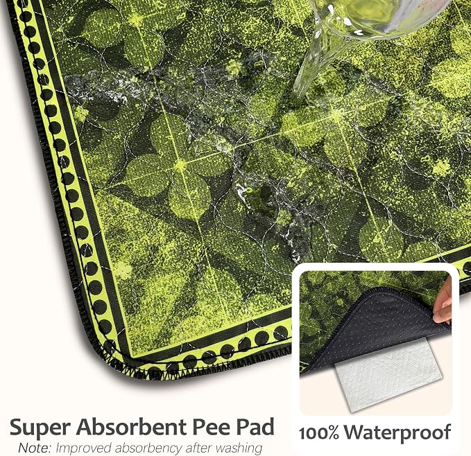 Washable Pee Pads for Dogs, Reusable Puppy Potty Training Pads, Ultra-Absorbent Thick Waterproof Leak-Proof Non-Slip Pads & Mat for Crate, Playpen, Floor, Whelping & Housebreaking , 2 Pack 54"x54"