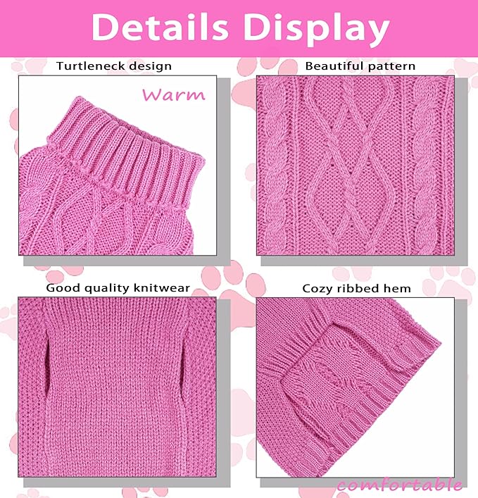 Dog Sweaters for Small Dogs Pink Puppy Sweaters Girl Dog Clothes for Chihuahua Sleeveless Doggie Knitwear Winter Pet Clothes Cat Sweater (Pink, Small)
