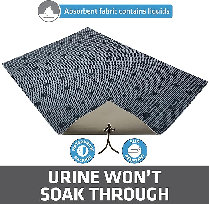 Drymate Cat Litter Box Mat, Litter Trapping Mat, Waterproof, Urine-Proof, Absorbent, Machine Washable, Soft on Paws, Contains Mess, Protects Floors, Kitten Supplies, Gray, 20x28